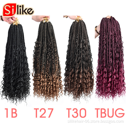 Silike Goddess Box Braids 22 inch Synthetic Crochet Hair With Curly End Bohemian Box Braiding Hair Extensions Messy Goddess